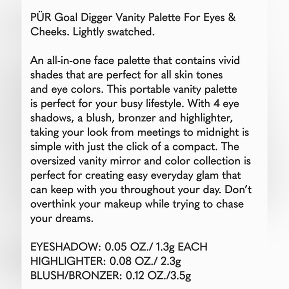 PUR Vanity Palette Eyes & Cheeks - Goal Digger Eyeshadow Blush Highlighter - Picture 5 of 9